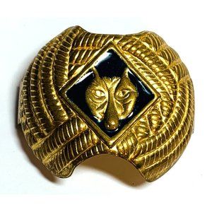 Vintage CUB SCOUT WOLF NECKERCHIEF SCARF CLIP Gold Blue 1003